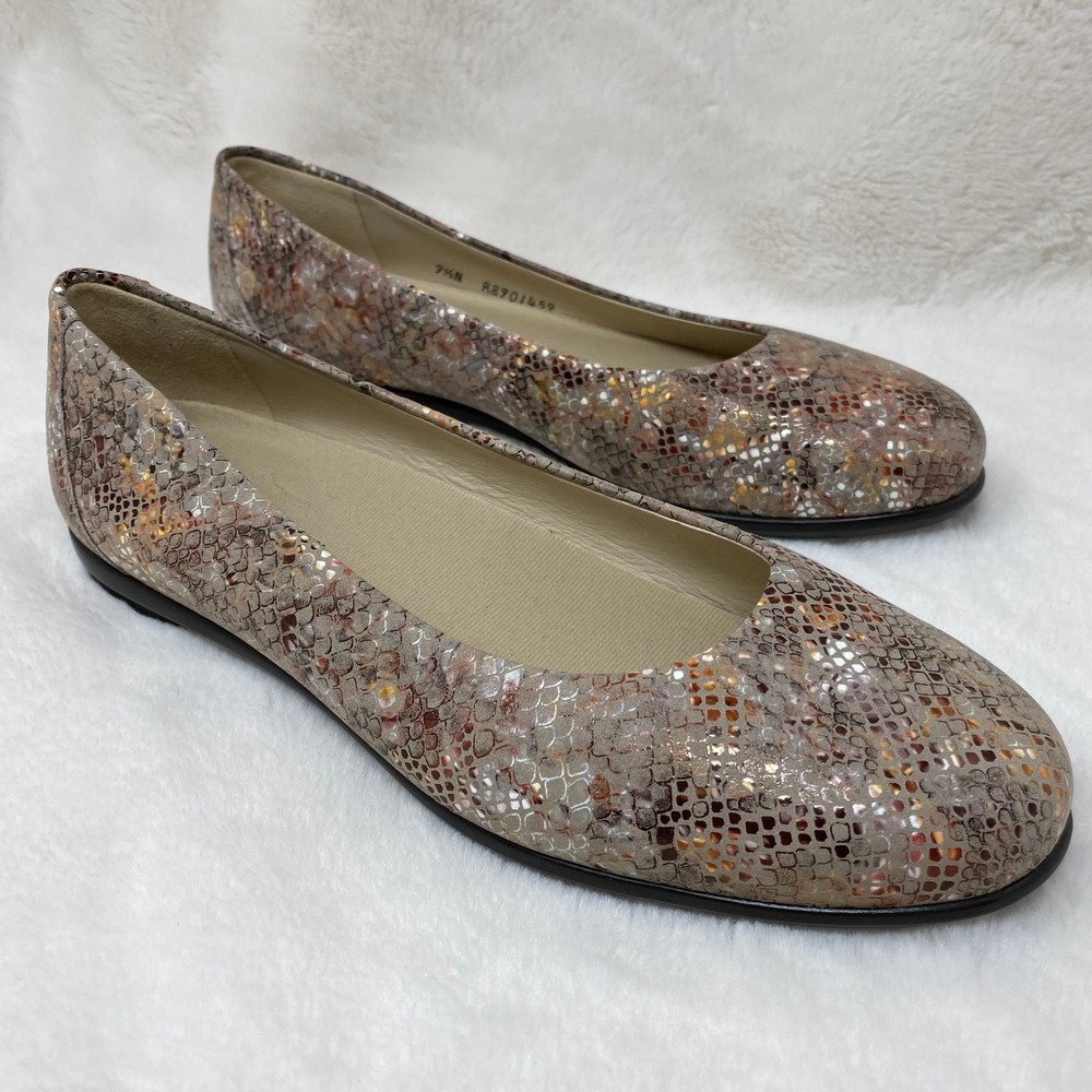 SAS Scenic Snake Print Leather Comfort Ballet Flats Slip On Shoes 9.5N